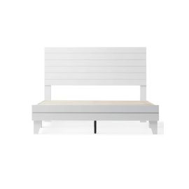 Shiplap White MDF Laminate Wood Panel Bed 200x200cm Super King Bed in White Color