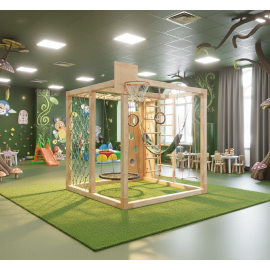 Wooden Outdoor Playground Cube for Kids with Swings