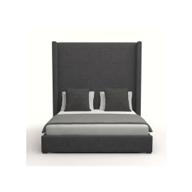 Nora Tall Headboard Upholstered Bed 160x200cm Queen size Bed in Charcoal Color