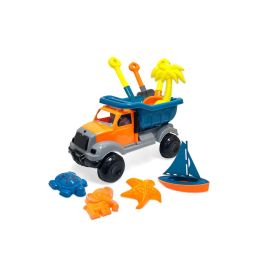 Kids 9 Pcs Sand Beach Playset Summer Toys with Truck, Shovel, Rake and Beach Molds