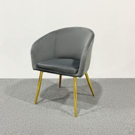 Maple Home Decoration Velvet Chairs Modern Accent Dining Chairs Flannelette Comfy Upholstered-B0C39BYXLZ  Living Room Furniture Leisure Chairs with Golden Metal Leg -Grey
