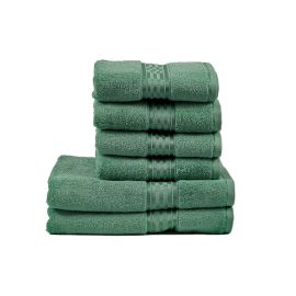BYFT Home Ultra Hand Towel 50 x 90 Cm Bath Towel 70 x 140 Cm 550 Gsm Green 100% Cotton Set of 06