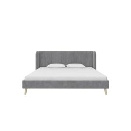 Holly Upholstered Bed 180x200cm King size Bed in Grey Color