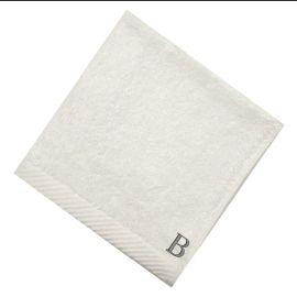 BYFT Iris Embroidered For You Face Towel 33 x 33 Cm 600 Gsm White 100% Cotton Letter Silver Thread Set of 06