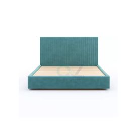 Etta Striped Upholstery Bed 160x200cm Queen size Bed in Teal Color