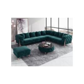 Maharat Al Bahar L Shaped Sofa Set With Cushion 6 Seater Green 320x80x80cm