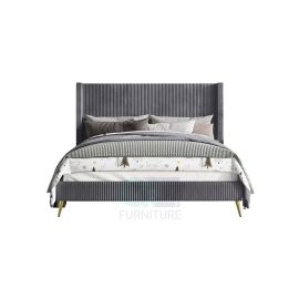 Chester Upholstered Bed 120x200cm Twin size Bed in Grey Color