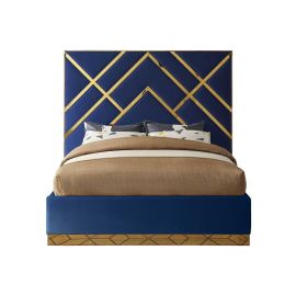 Wayfair Velvet Bed 100x200cm Single size Bed in Navy Blue Color