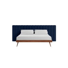 Megane Channel Tufted Bed 160x200cm Queen size Bed in Navy Blue Color