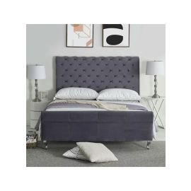 Villeda Upholstered Sleigh Bed 180x200cm King size Bed in Dark Grey Color