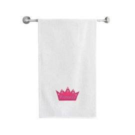 BYFT Iris Embroidered For You Bath Towel 70 x 140 Cm 600 Gsm White 100% Cotton Princess Pink Thread Set of 01