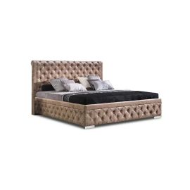 Valerie Upholstered Bed with Nightstand 200x200cm Super King Bed in Brown Color