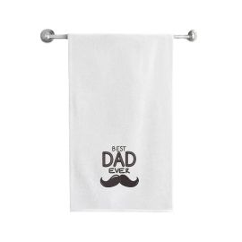 BYFT Iris Embroidered For You Bath Towel 70 x 140 Cm 600 Gsm White 100% Cotton Best Dad Ever Black Thread Set of 01