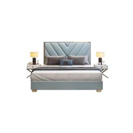 Gilma PVC Luxury Upholstered Bed 160x200cm Queen size Bed in SkyBlue Color