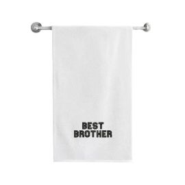 BYFT Iris Embroidered For You Bath Towel 70 x 140 Cm 600 Gsm White 100% Cotton Best Brother Black Thread Set of 01