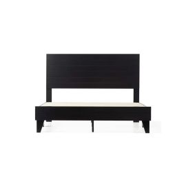 Shiplap White MDF Laminate Wood Panel Bed 180x200cm King size Bed in Black Color