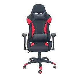 SBF Ergonomic Leather Gaming Chair, High Back Office Chair with Adjustable Height, Headrest, Lumbar Support, and Swivel – Perfect for Computer and Video Gaming, Red Black