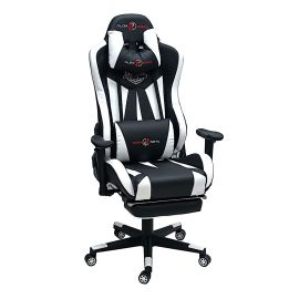 SBF Ergonomic Gaming Chair – High Back Premium Leather, 3D Adjustable Armrests, Adjustable Height, Headrest & Backrest, Swivel Office Computer Chair, White Black