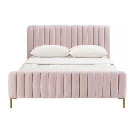 Angela Channel Tufted Bed 100x200cm Single Bed in Pink Color