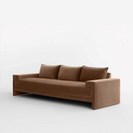 Camden Raye Velvet Sofa, Loveseat / Sofa / Couch/settee Cozy Minimalist Modern Style for Living and Family Room furniture-Brown