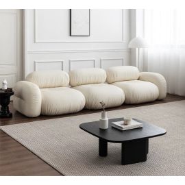 Tulip Sofa, 3 seater Upholstered chunky cushion sofa, settee Cozy Minimalist Modern Style for Living and Family Room furniture