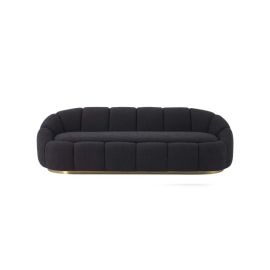 Harry Boucle White 3 Seater Sofa-Black