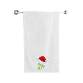 BYFT Iris Embroidered For You Bath Towel 70 x 140 Cm 600 Gsm White 100% Cotton Christmas Cap Set of 01