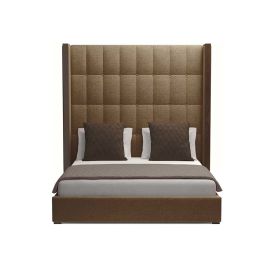 Brick Buttoned Tufted High Panel Bed 160x200cm Queen size Bed in Brown Color
