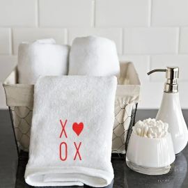 BYFT Iris Embroidered For You Hand Towel 50 x 80 Cm 600 Gsm White 100% Cotton XOXO Set of 01