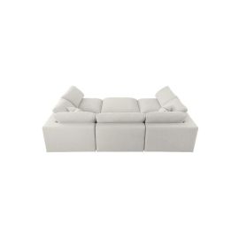 Chelsea Velvet Reversible Modular Corner Sectional with Ottoman in Beige Color Modular Corner Sectional with Ottoman