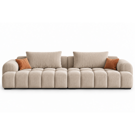 Bianca grey corduroy modular sofa, 220 cm, with armrests and ribbed fabric in a modern living room
