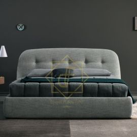 Button Tufted Curved Headboard Bed