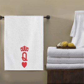BYFT Iris Embroidered For You Hand Towel 50 x 80 Cm 600 Gsm White 100% Cotton Crown Queen Heart Set of 01