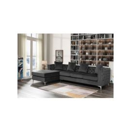 Maharat Al Bahar Regal Modern Luxury Fabric Sofa Set 5 Seaters Graciously Elegant Living Room Furniture Black 260x90x80cm