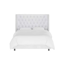 Skyline Wingback Bed 160x200cm Queen size Bed in White Color