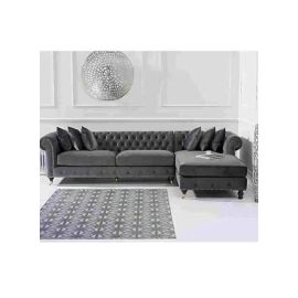 Maharat Al Bahar Regal Modern Luxury Fabric Sofa Set 4 SeaterDark Grey 260X90X80cm