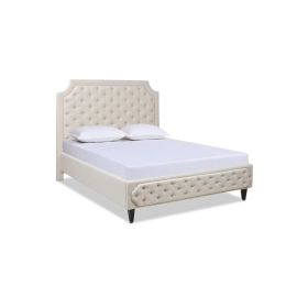 Helen Tall Upholstered Tufted Bed 180x200cm King size Bed in Beige Color
