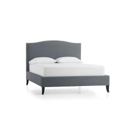 Fillmore Nailheaded Trimmed Fabric Bed 120x200cm Twin size Bed in Grey Color