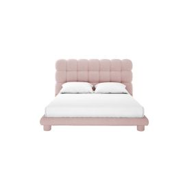 Aina Tufted Boucle Bed 200x200cm Super King Bed in Pink Color