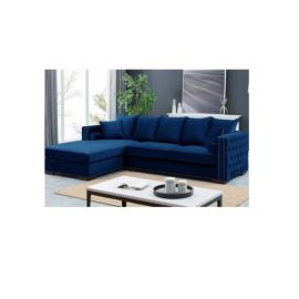 Maharat Al Bahar MAB FURNISHINGS Regal Modern Luxury Fabric Sofa Set: Graciously Elegant Living Room Furniture - Blue (260x90x80)