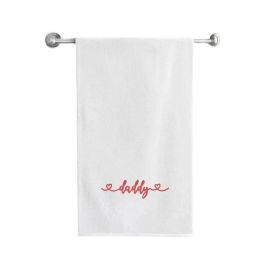 BYFT Iris Embroidered For You Bath Towel 70 x 140 Cm 600 Gsm White 100% Cotton Daddy Red Thread Set of 01