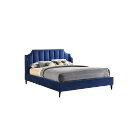 Asher Stylish Bed 180x200cm King size Bed in Navy Blue Color