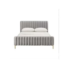 Angela Channel Tufted Bed 160x200cm Queen size Bed in Grey Color