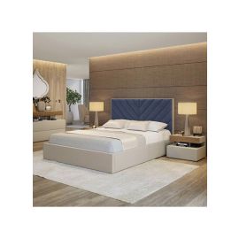 Fiza Channel Tufted Bed 120x200cm Twin size Bed in Blue Color