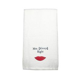 BYFT Iris Embroidered For You Hand Towel 50 x 80 Cm 600 Gsm White 100% Cotton Mrs Always Red Thread Set of 01