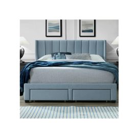 Ericksen Tufted Upholstered Storage Bed with Sprint Mattress 180x200cm King size Bed in SkyBlue Color