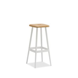 Spoc White Teak High Bar Stool