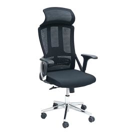SBF-1022-Black - SBF Ergonomic Mesh Office Chair with Headrest, High Back, Adjustable Height and Tilt Back, Breathable Fabric, Chrome Base, Ideal for Home and Office