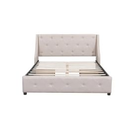 Brij Upholstered Storage Bed 120x200cm Twin size Bed in Beige Color