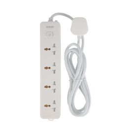 Epsilon 4 way Extension Socket- EPSES1395/ Equipped with 750-Degree Fire Proof Temperature and Child Safety Shutter/ 3-meter Cord, Ideal for Home, Office, Kitchen, Living Room, etc. to Connect Chargers, Laptops, Lamp and Other Electrical Devices and Appli